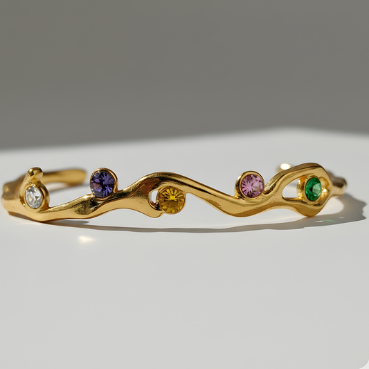 Rainbow Gemstone Wave Cuff