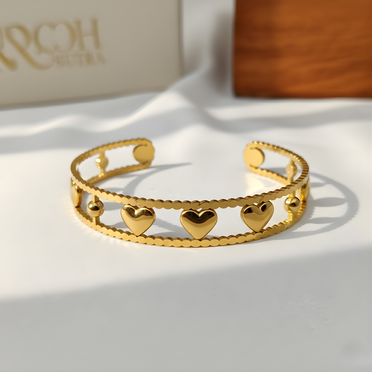 Forever Hearts Open Cuff Bangle