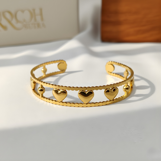 Forever Hearts Open Cuff Bangle