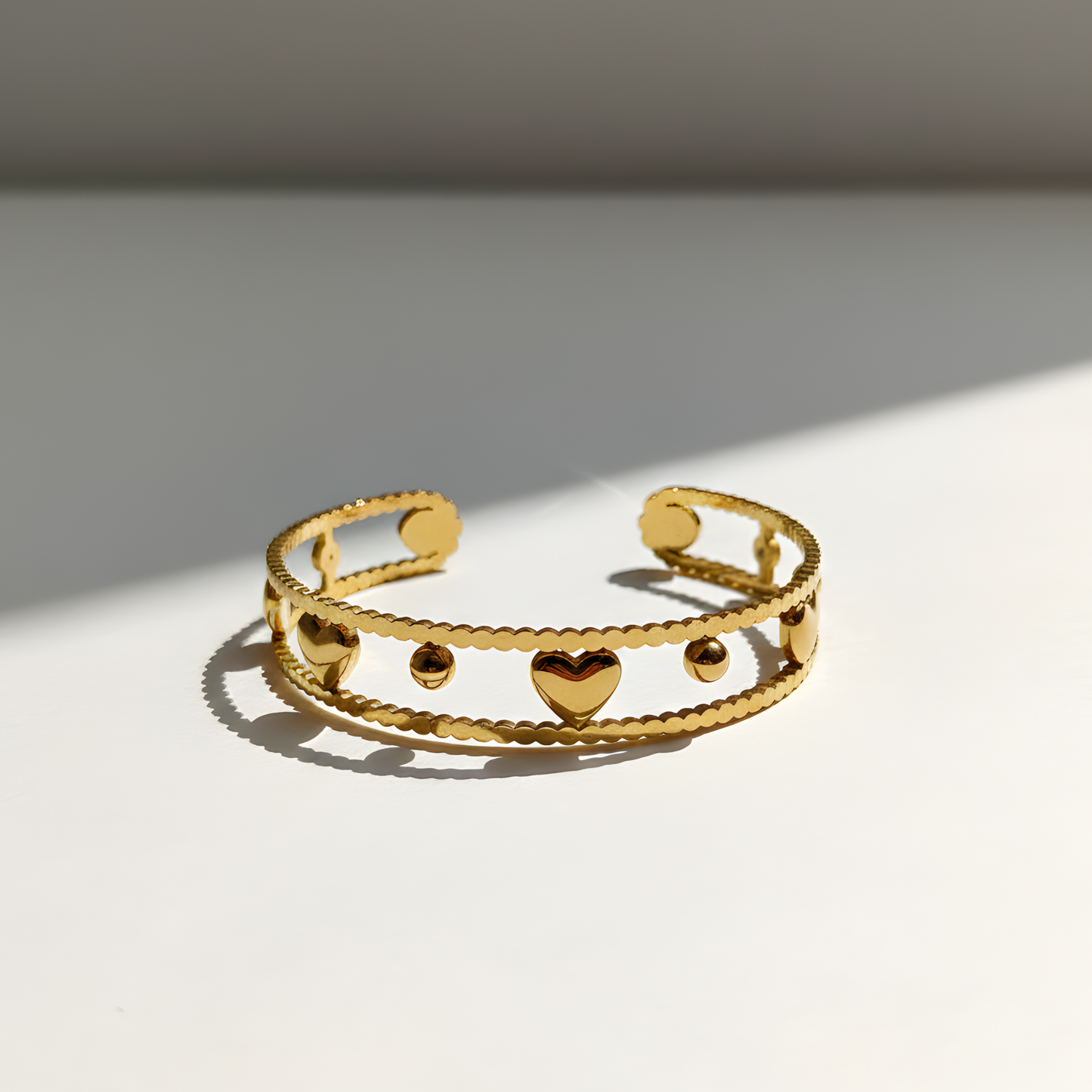 Forever Hearts Open Cuff Bangle