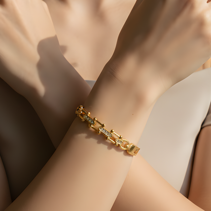 Interlocking Link Diamond Bangle