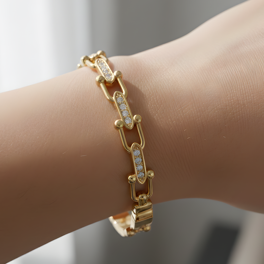 Interlocking Link Diamond Bangle