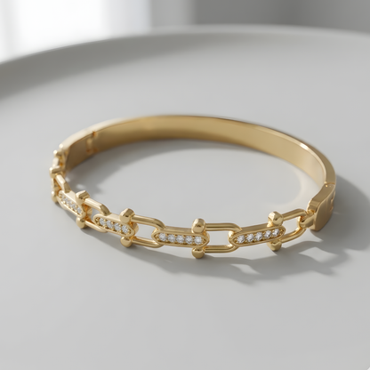 Interlocking Link Diamond Bangle