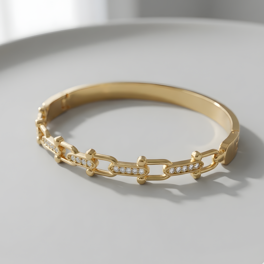 Interlocking Link Diamond Bangle
