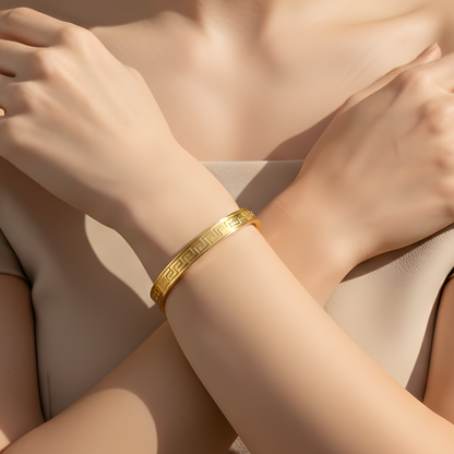 Wide Greek Key Bangle
