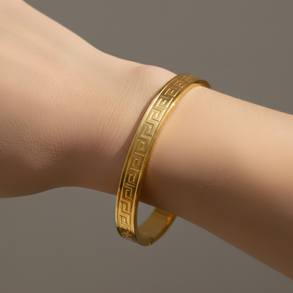 Wide Greek Key Bangle