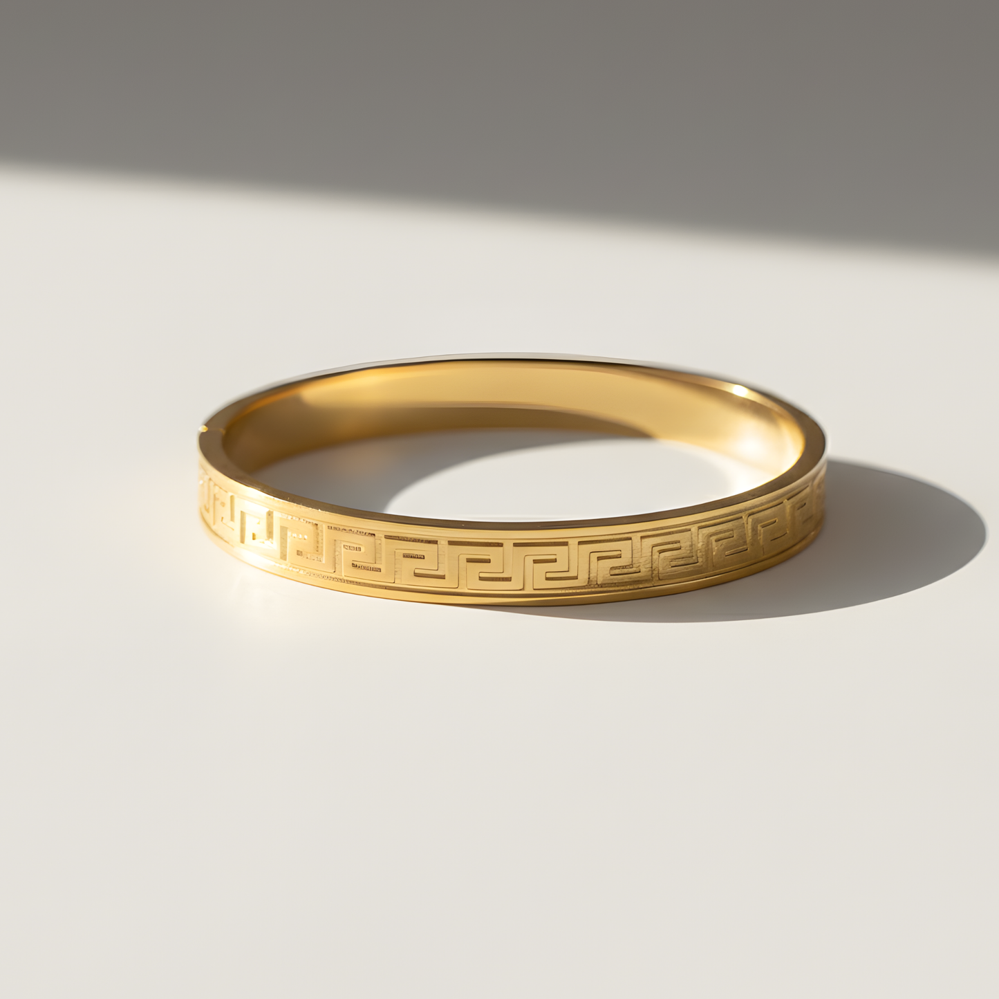 Wide Greek Key Bangle
