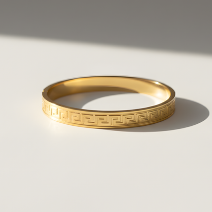 Wide Greek Key Bangle