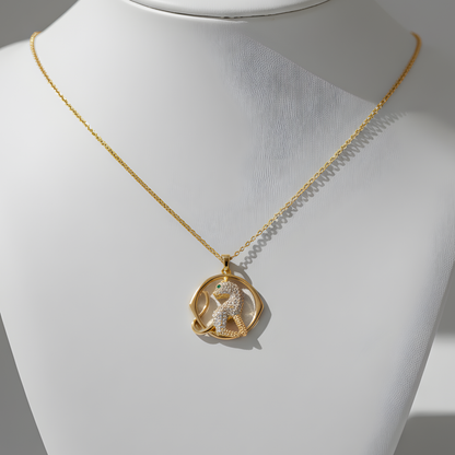 Green Eye Panther Pendant Necklace