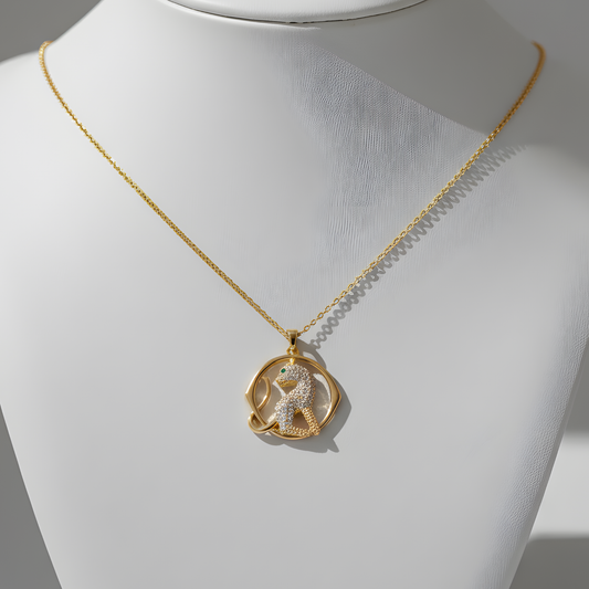 Green Eye Panther Pendant Necklace