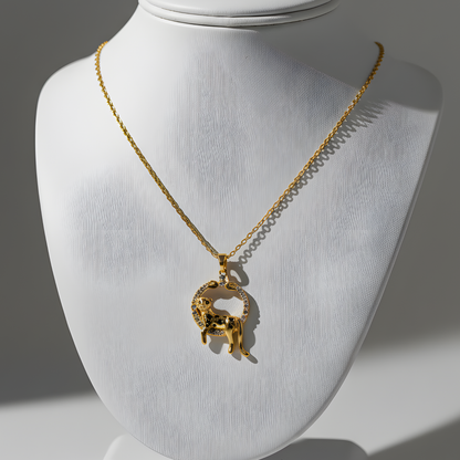 Gold Diamond Panther Pendant Necklace