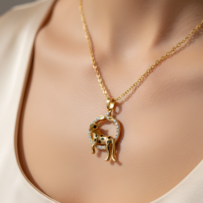 Gold Diamond Panther Pendant Necklace
