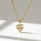 Gold Heart Flower Pendant Necklace