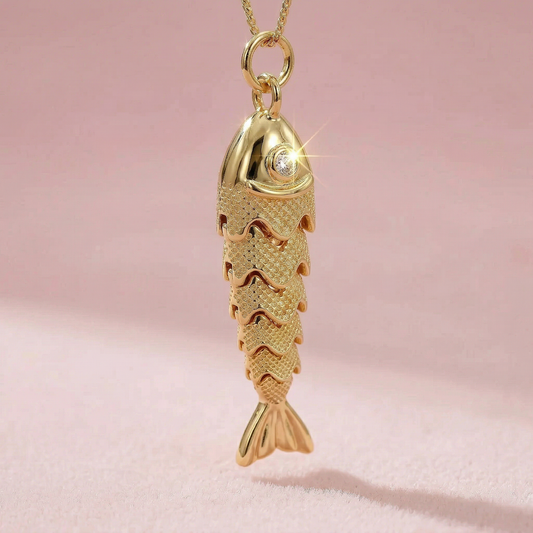 Gold Articulated Fish Charm