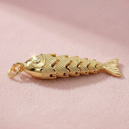 Gold Articulated Fish Charm