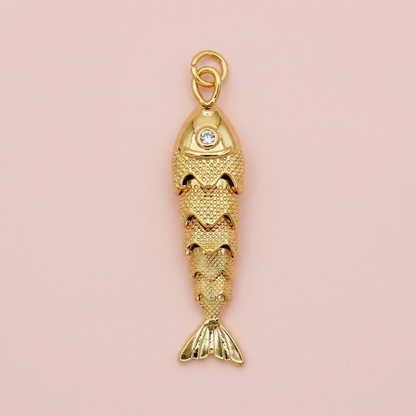 Gold Articulated Fish Charm