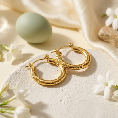 Classic Textured Gold Hoop Earrings