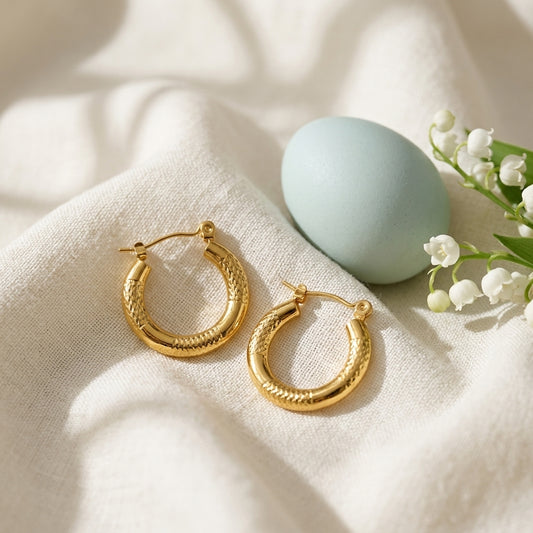 Classic Textured Gold Hoop Earrings