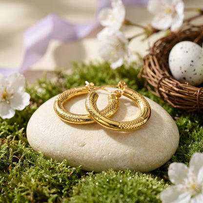 Classic Textured Gold Hoop Earrings