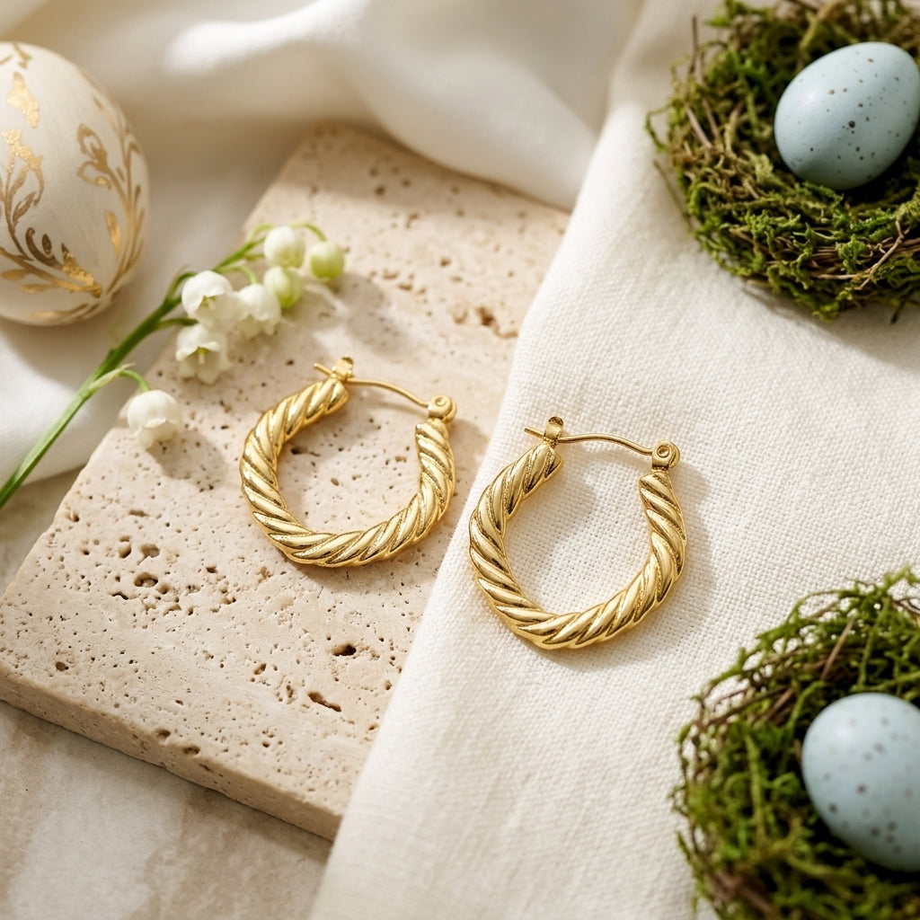 Twisted Gold Hoop Earrings
