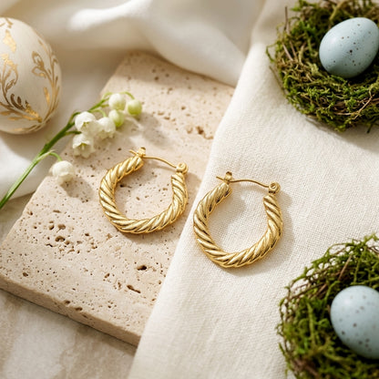 Twisted Gold Hoop Earrings