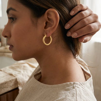 Twisted Gold Hoop Earrings