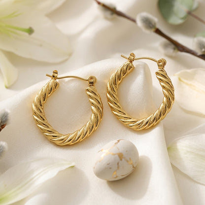 Twisted Gold Hoop Earrings