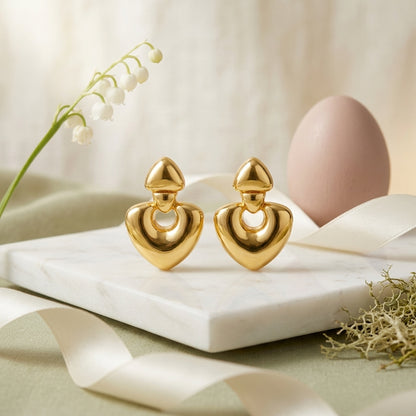 Geometric Heart Shape Drop Earrings