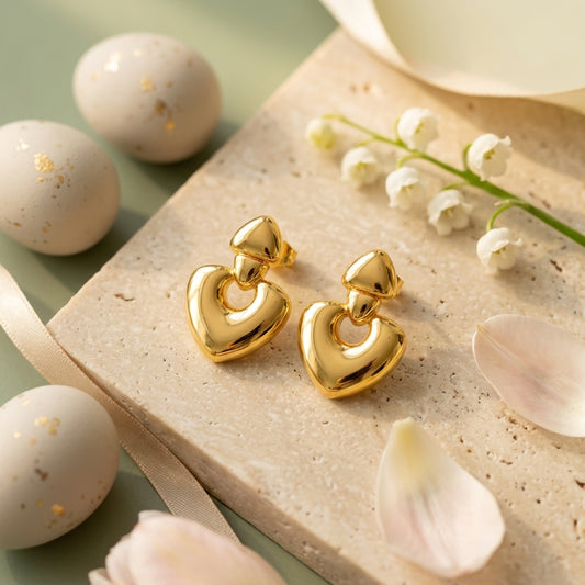 Geometric Heart Shape Drop Earrings