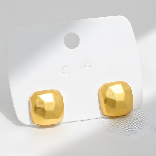 Gold Square Stud Earrings