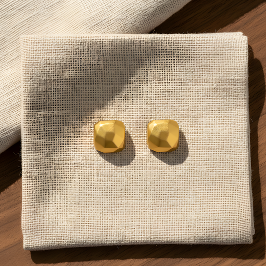 Gold Square Stud Earrings