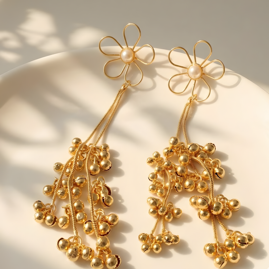 Floral Tassel Drop Earrings