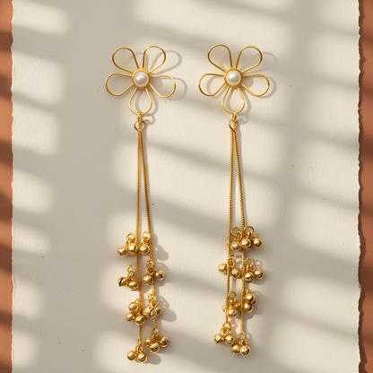 Floral Tassel Drop Earrings