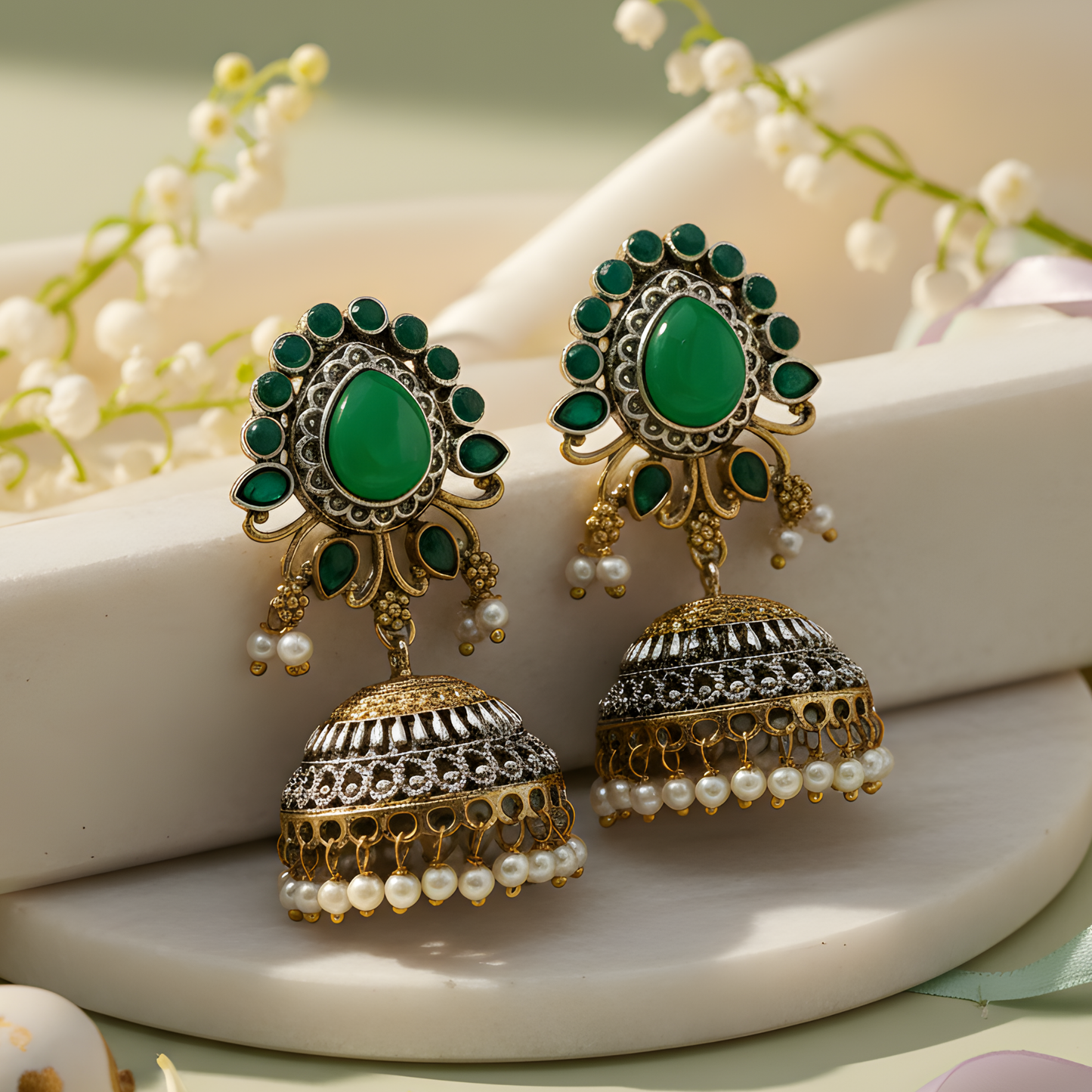 Gold Jhumka Earrings