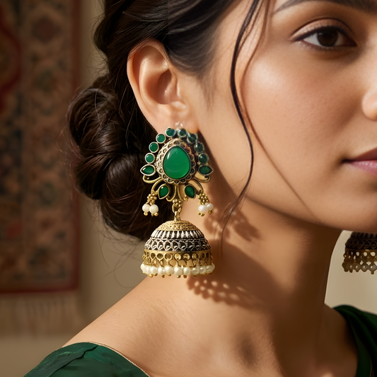 Gold Jhumka Earrings