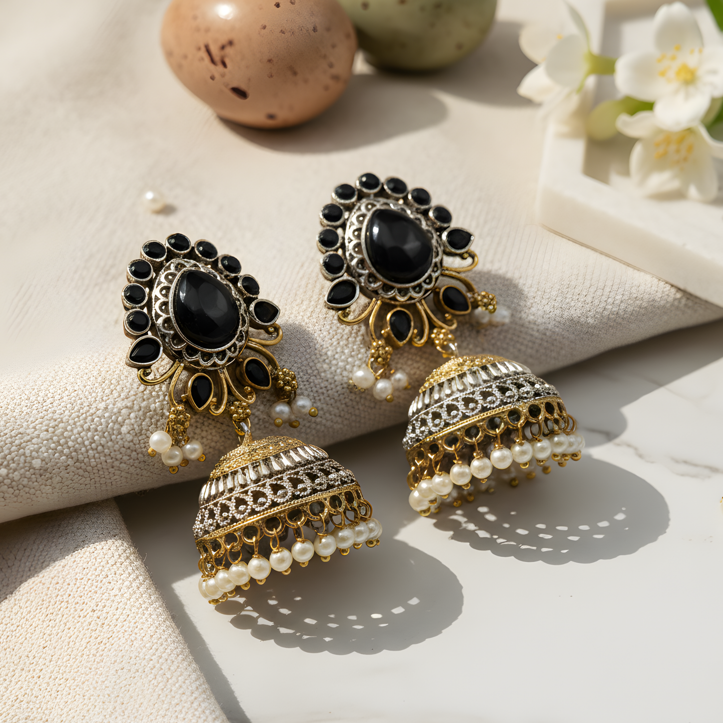 Gold Jhumka Earrings