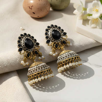 Gold Jhumka Earrings