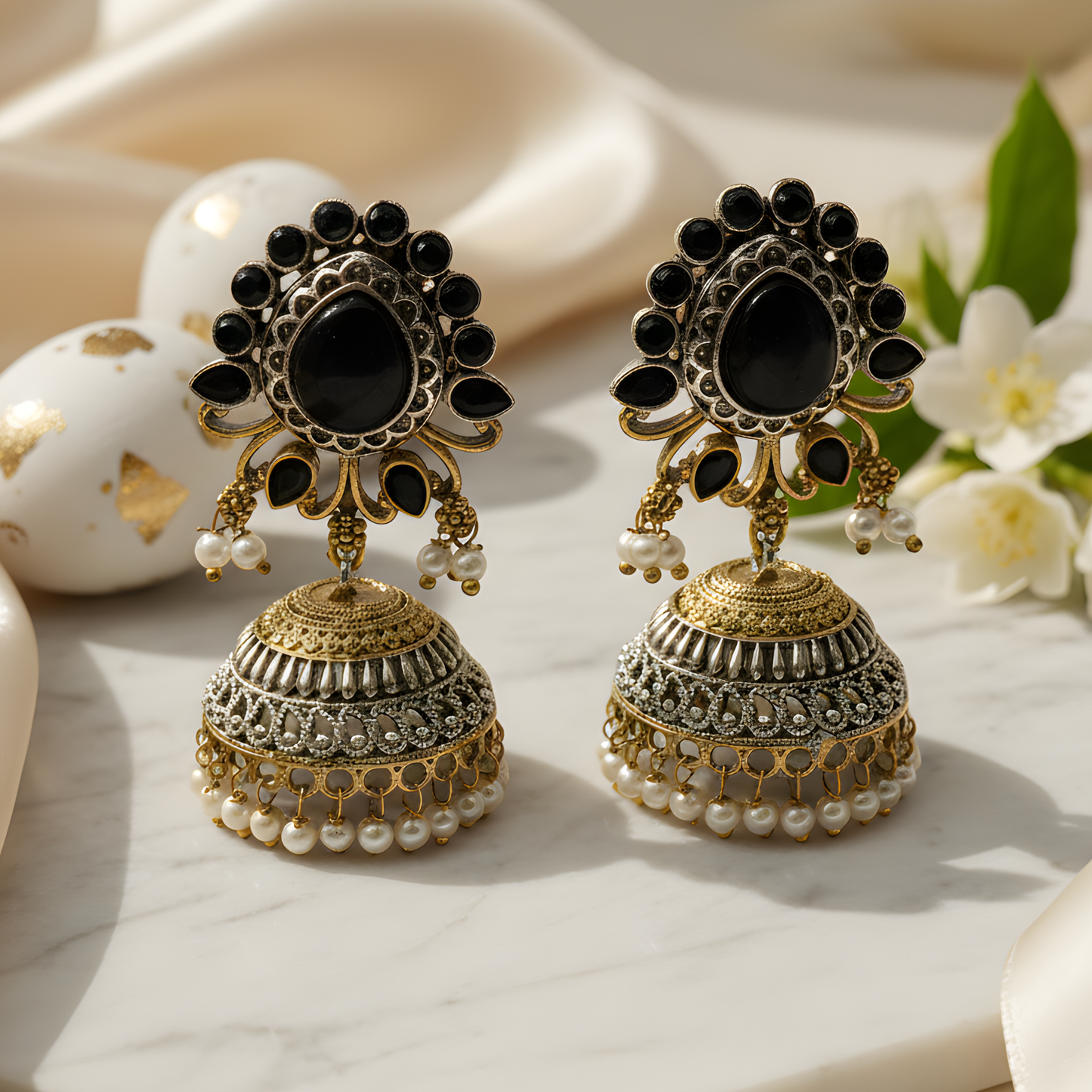 Gold Jhumka Earrings