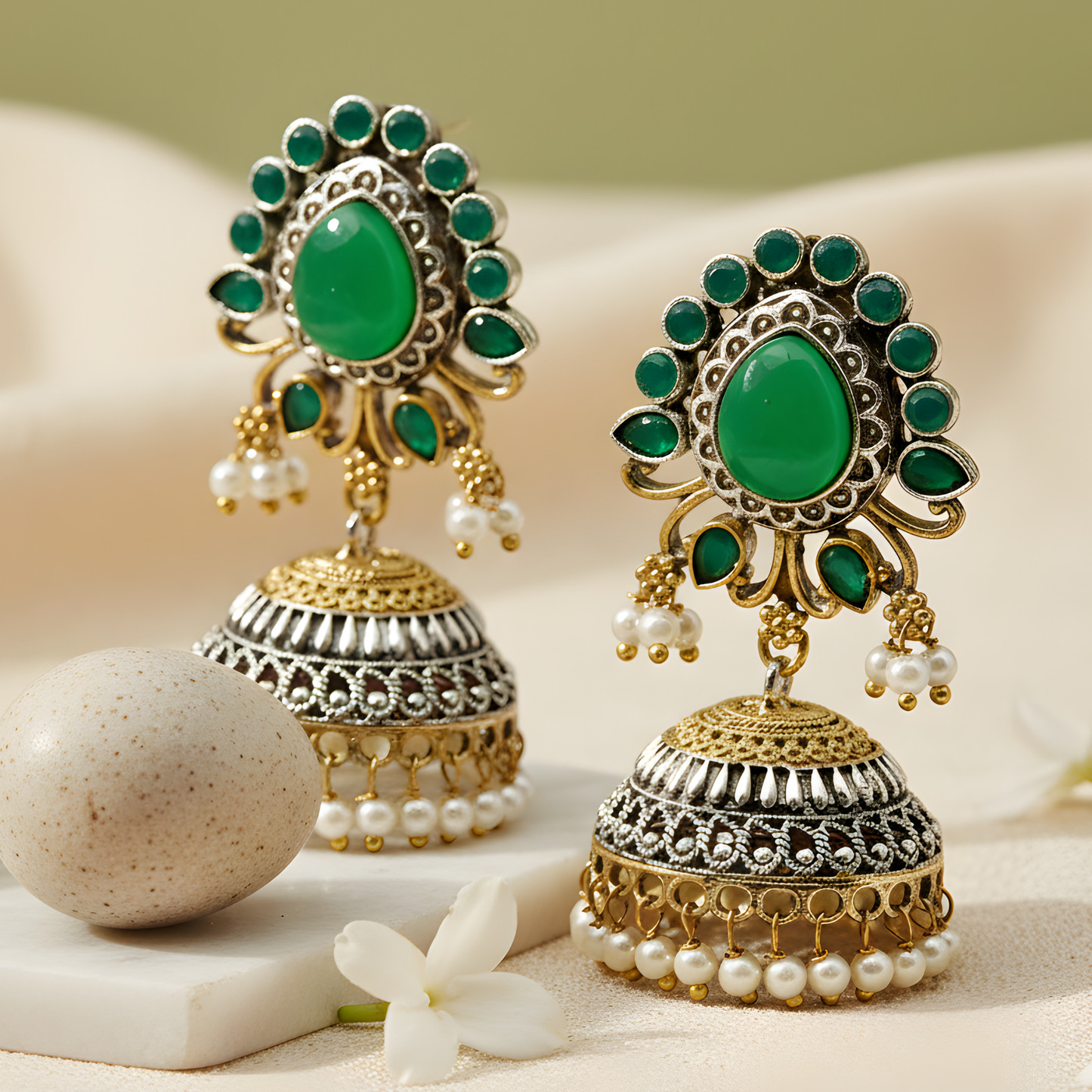 Gold Jhumka Earrings