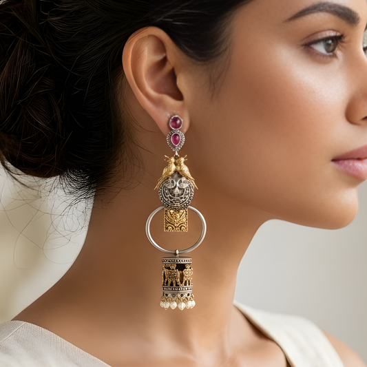 Antique Gold Drop Ethnic Earrings
