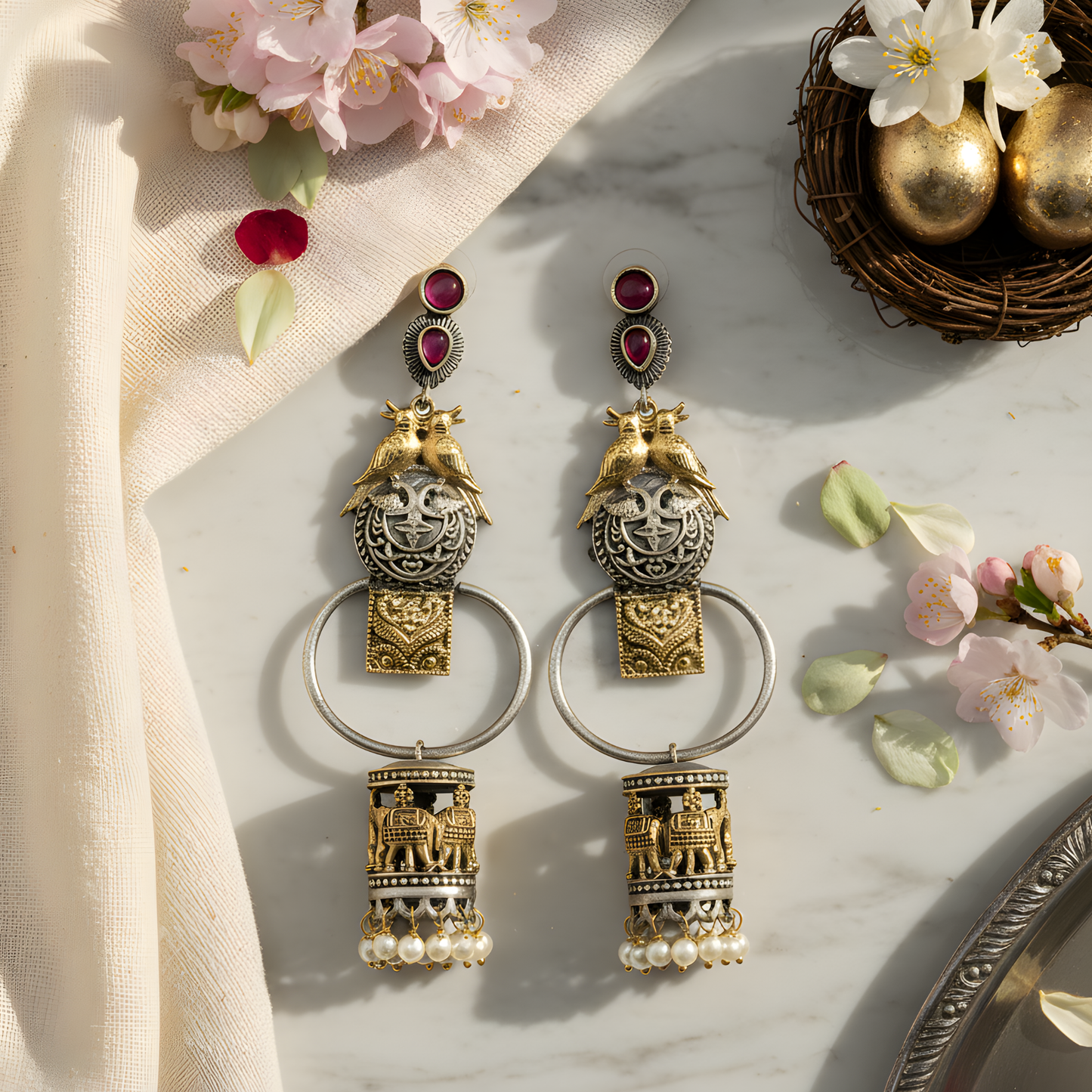 Antique Gold Drop Ethnic Earrings