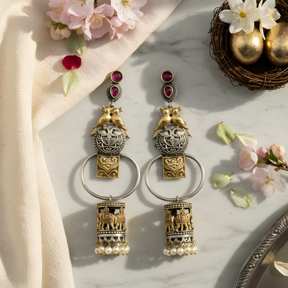 Antique Gold Drop Ethnic Earrings