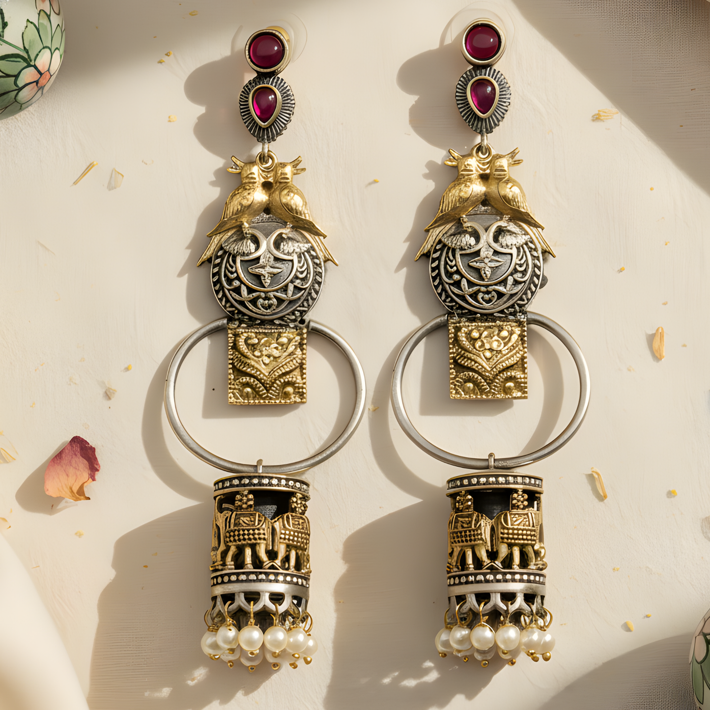 Antique Gold Drop Ethnic Earrings