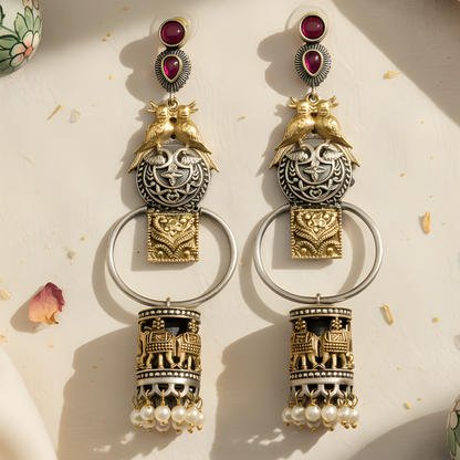 Antique Gold Drop Ethnic Earrings