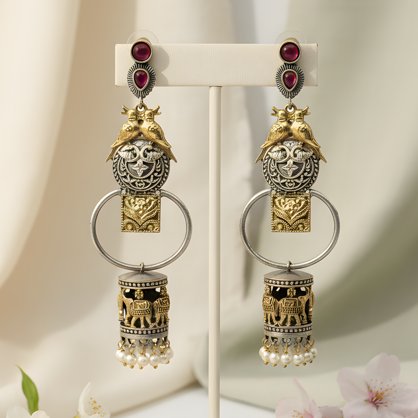 Antique Gold Drop Ethnic Earrings