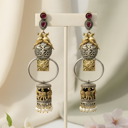 Antique Gold Drop Ethnic Earrings