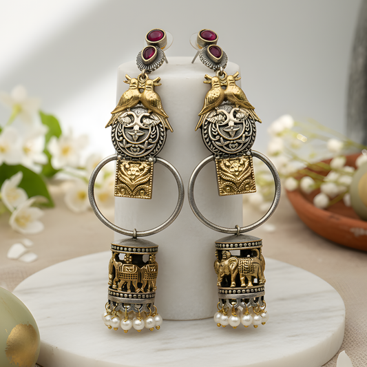 Antique Gold Drop Ethnic Earrings