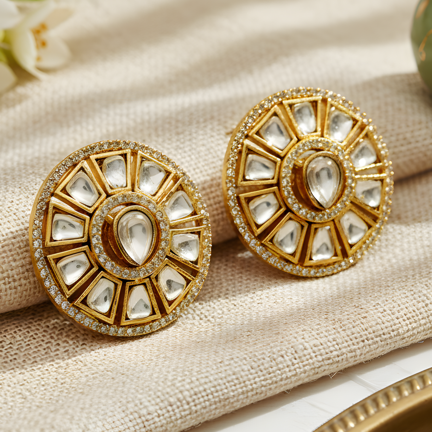 Polki-Style Halo Earrings
