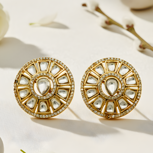 Polki-Style Halo Earrings