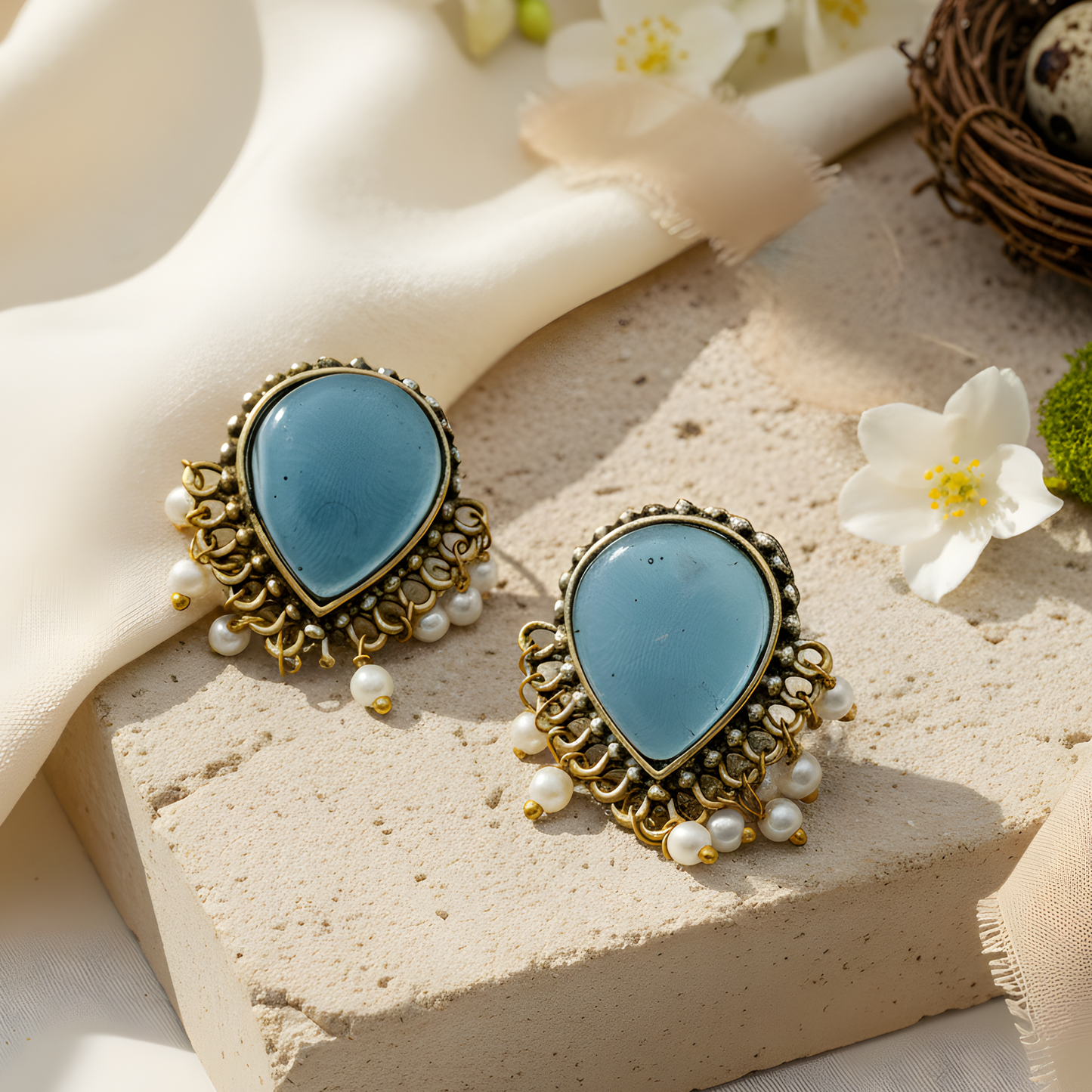 Teardrop Statement Stud Earrings